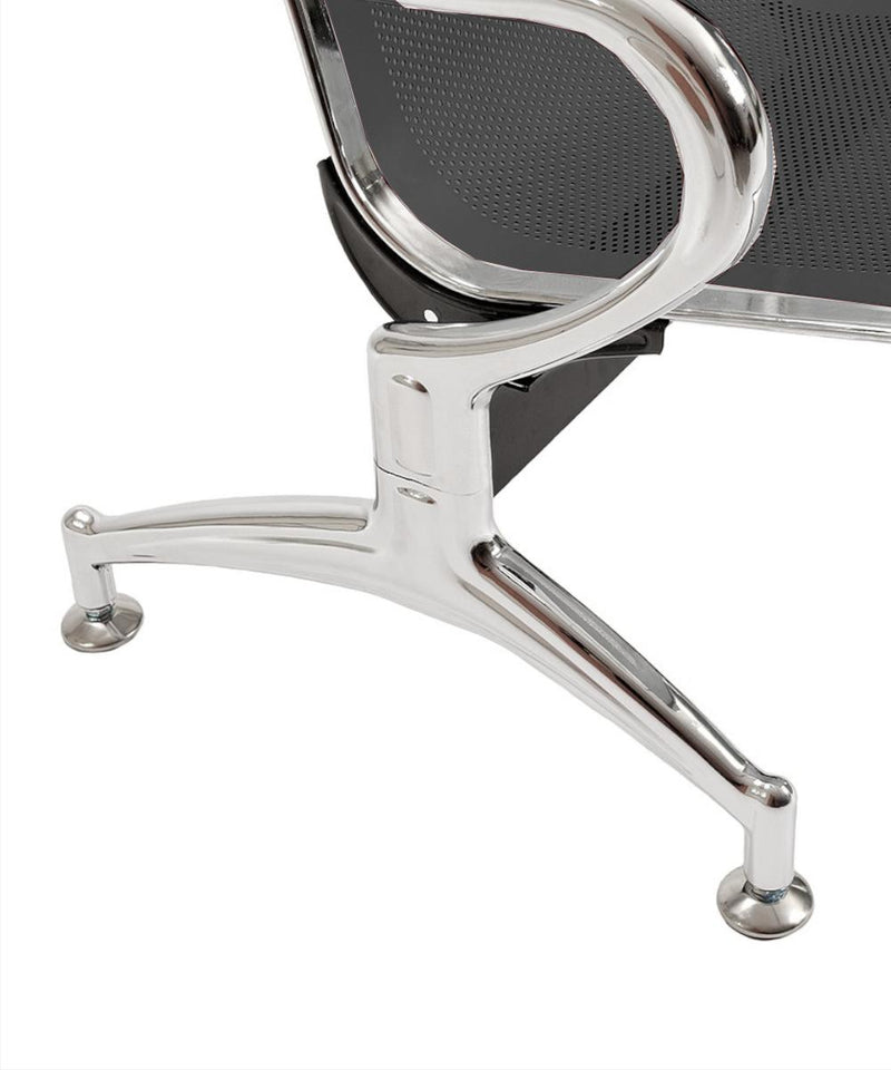 Panca per Sala d'Attesa 3 Posti in Acciaio Nero