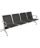 Panca per Sala d'Attesa 4 Posti in Acciaio Nero