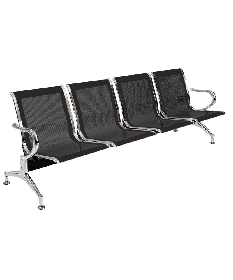 Panca per Sala d'Attesa 4 Posti in Acciaio Nero