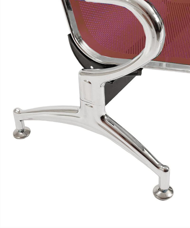 Panca per Sala d'Attesa 4 Posti in Acciaio Rosso