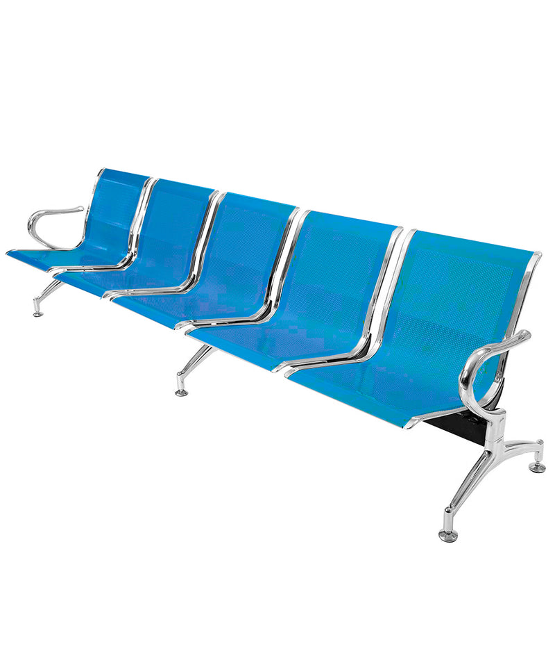 Panca per Sala d'Attesa 5 Posti in Acciaio Blu