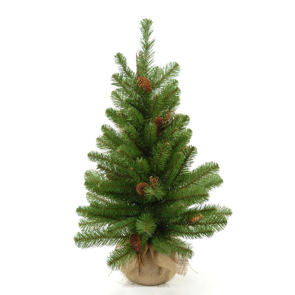 prezzo Künstlicher Mini-Weihnachtsbaum H65 cm Tanne mit Tannenzapfen 65 Spitzen Grün