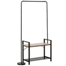 Appendiabiti Panchina per Ingresso 91x30x158 cm con Scarpiera in Legno e Metallo Nero