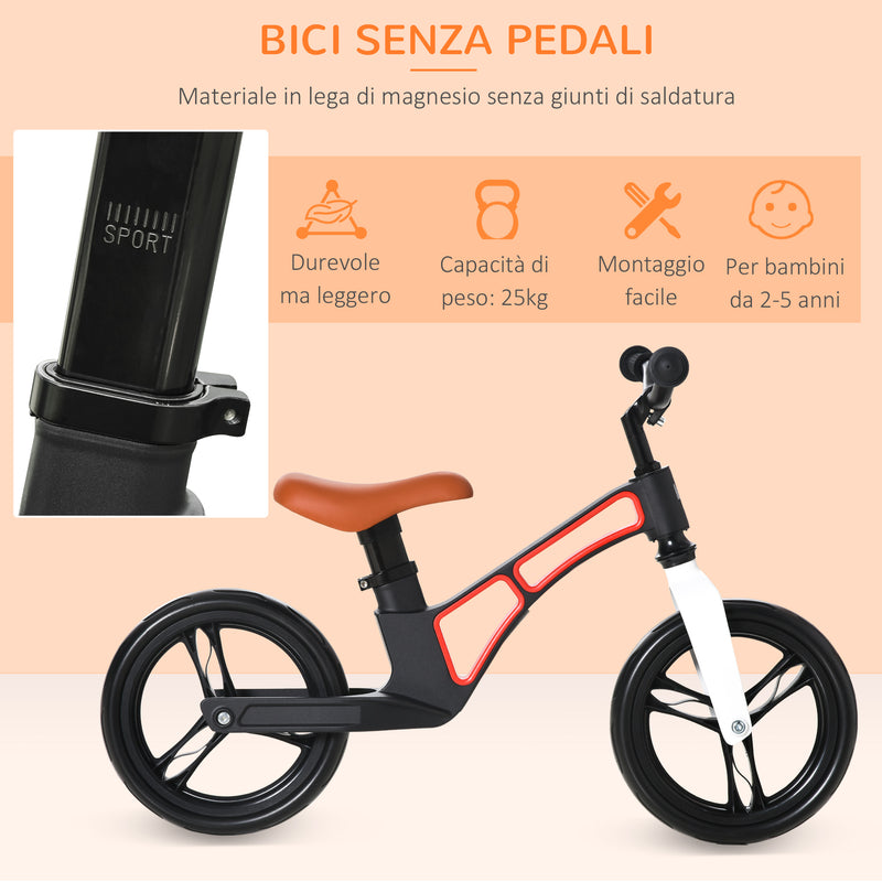 Bicicletta Pedagogica per Bambini in lega di Magnesio e Acciaio Nera
