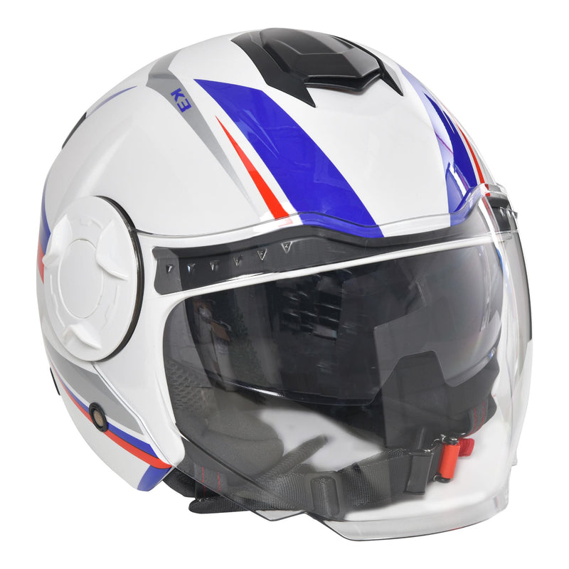 Casco Jet per Scooter Visiera Lunga e Parasole Taglia M Bianco
