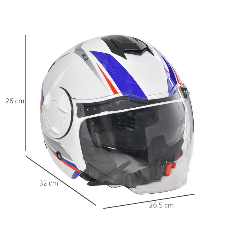 Casco Jet per Scooter Visiera Lunga e Parasole Taglia M Bianco