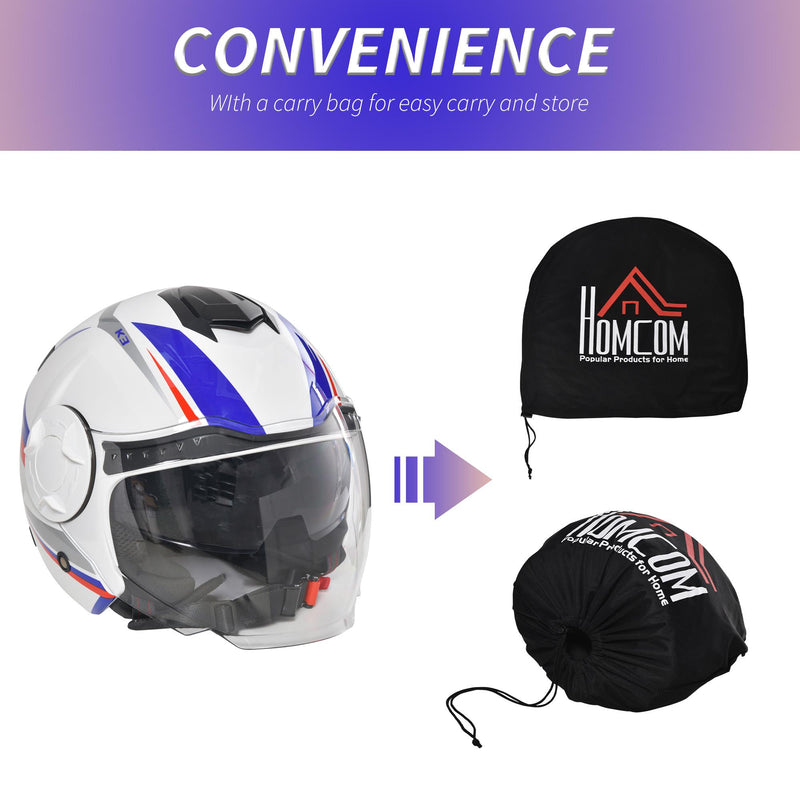 Casco Jet per Scooter Visiera Lunga e Parasole Taglia M Bianco