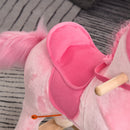 Cavallo a Dondolo Unicorno per Bambini in Legno e Peluche Unicorno Rosa