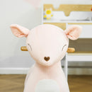 Cavallo a Dondolo per Bambini in Legno e Peluche Cervo Rosa