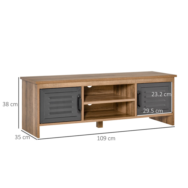 Mobile TV 109x35x38 cm 2 Ante in Metallo 2 Ripiani Marrone