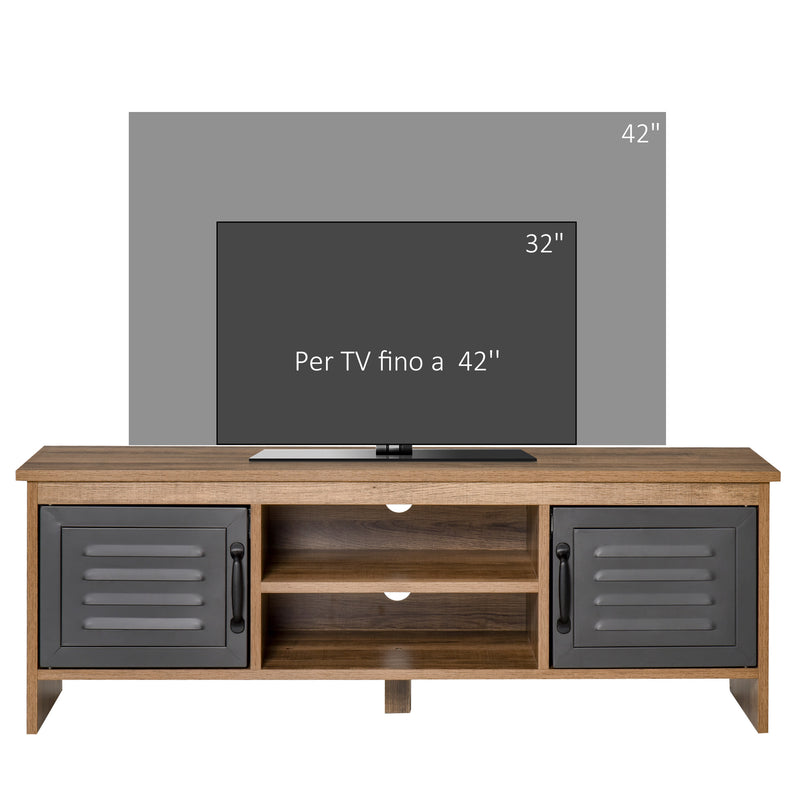Mobile TV 109x35x38 cm 2 Ante in Metallo 2 Ripiani Marrone