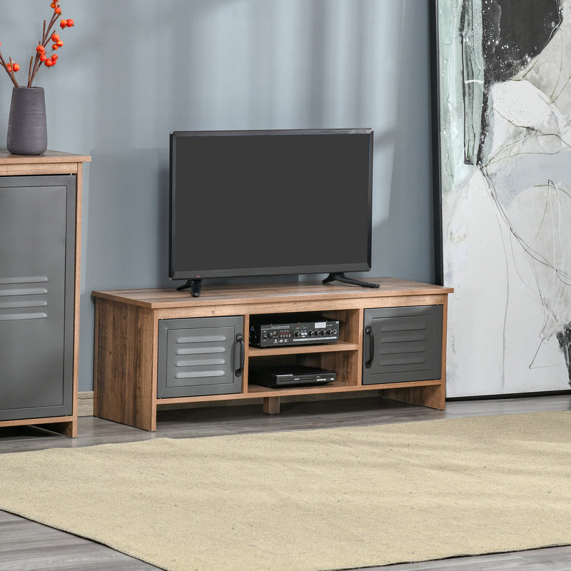 Mobile TV 109x35x38 cm 2 Ante in Metallo 2 Ripiani Marrone