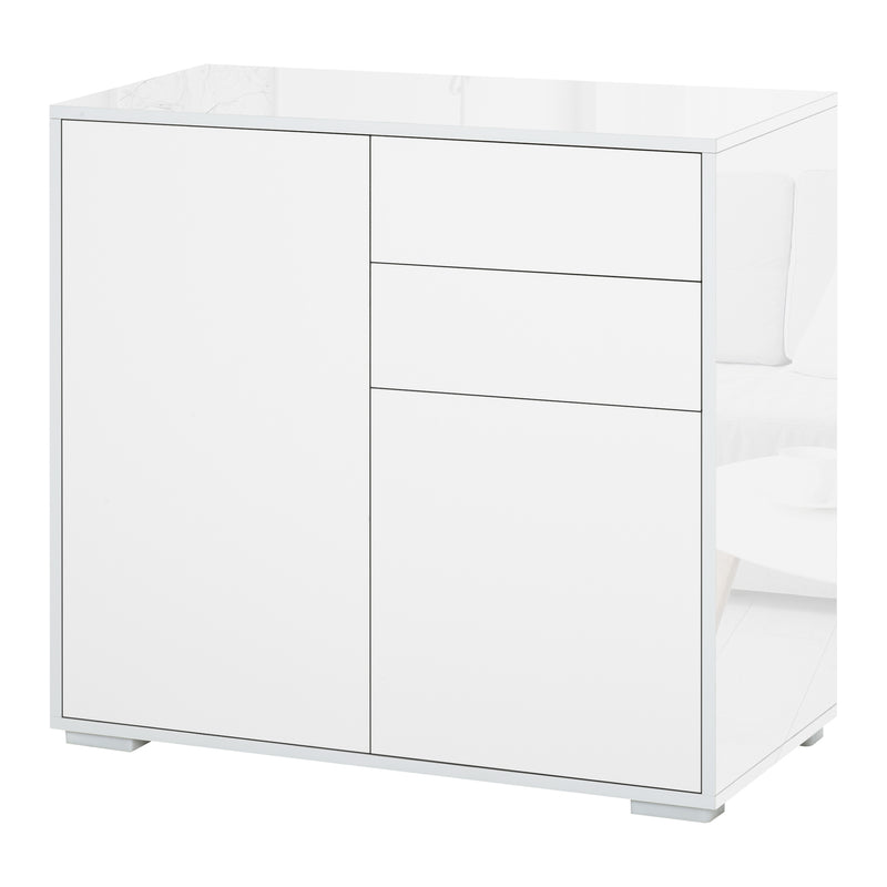 Mobile Multiuso 2 Cassetti 2 Ante 79x36x74 cm in Legno Bianco