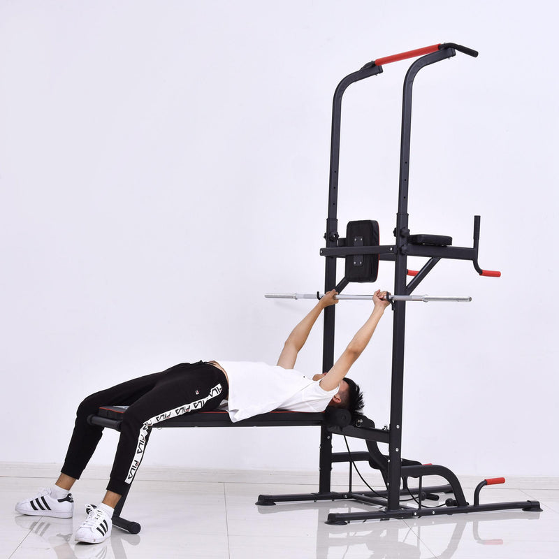 Stazione Fitness Multifunzione Pieghevole 98x220x229 cm in Acciaio Nera