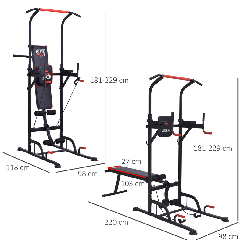 Stazione Fitness Multifunzione Pieghevole 98x220x229 cm in Acciaio Nera