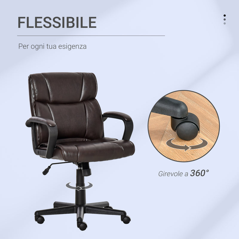 Sedia Poltrona Direzionale da Ufficio in Similpelle Marrone