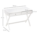 Scrivania con 2 Cassetti 106x55x75 cm in MDF Bianco