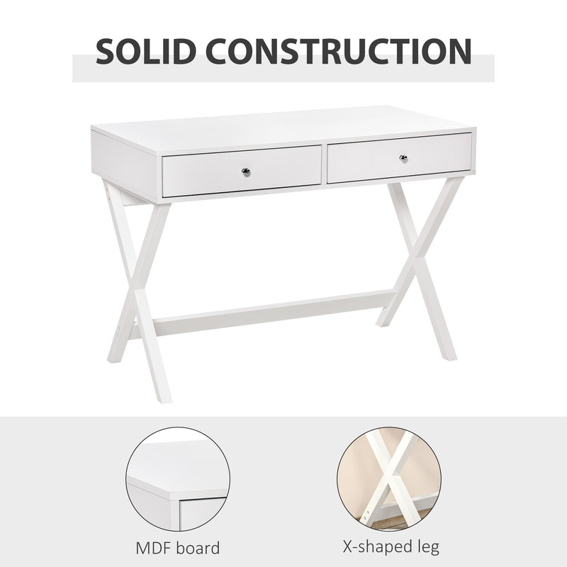 Scrivania con 2 Cassetti 106x55x75 cm in MDF Bianco