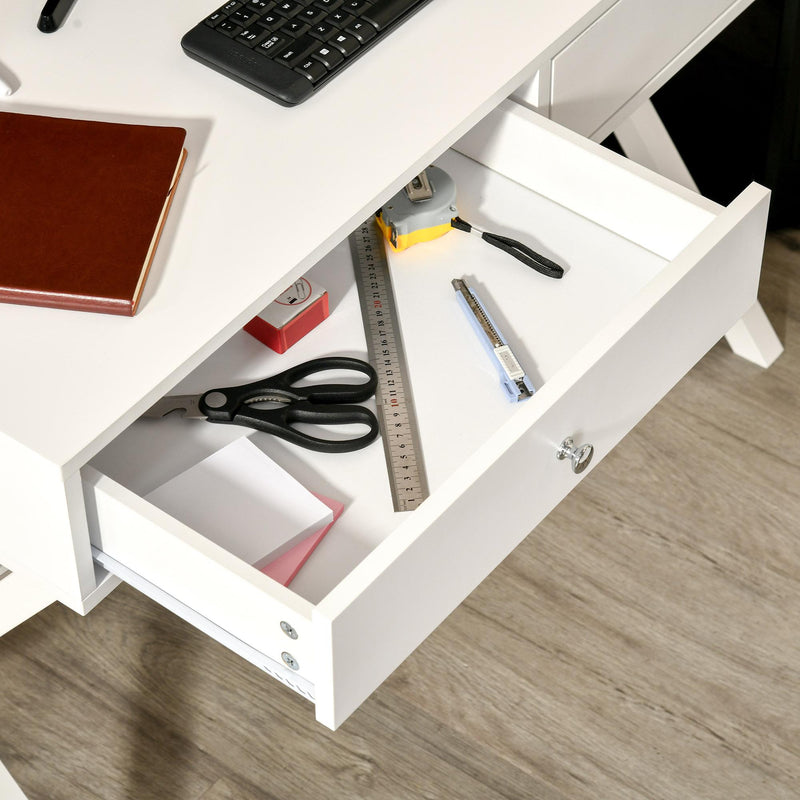 Scrivania con 2 Cassetti 106x55x75 cm in MDF Bianco