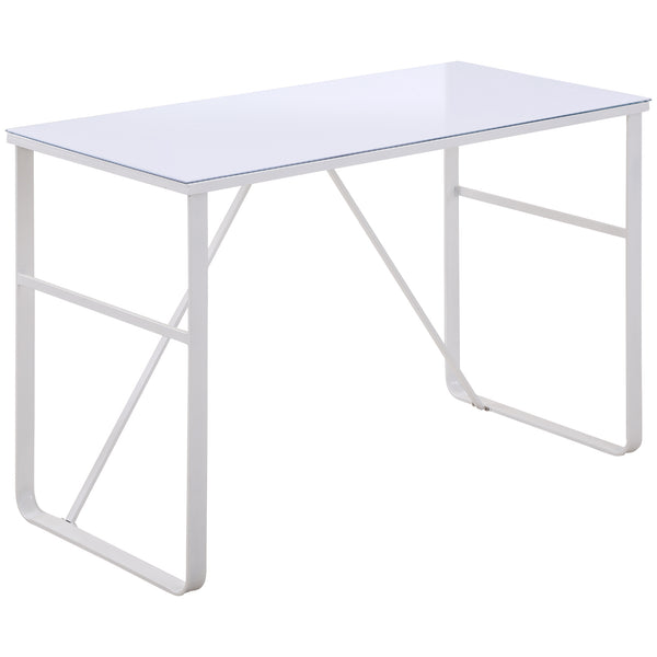 acquista PC-Schreibtisch 120 x 60 x 74,5 cm aus Metall und weißem gehärtetem Glas