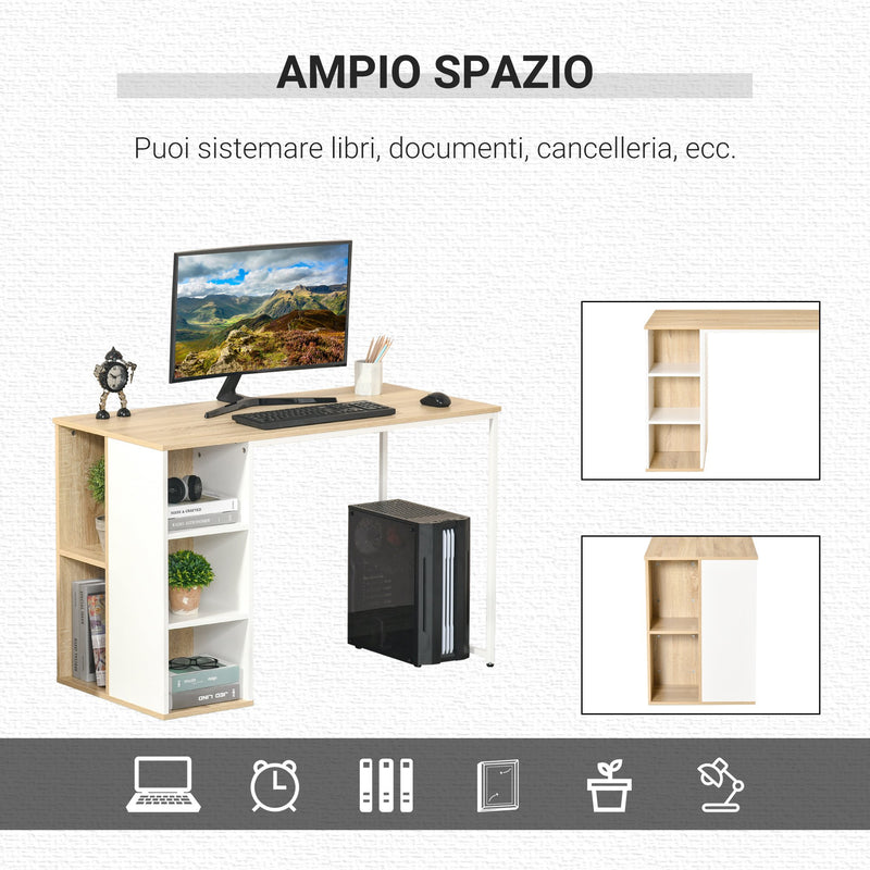 Scrivania Porta PC 115x55x75 cm in Metallo e Truciolare Rovere Bianco