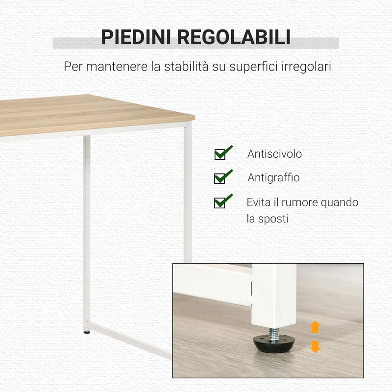 Scrivania Porta PC 115x55x75 cm in Metallo e Truciolare Rovere Bianco