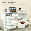 Scrivania Porta PC 4 Cassetti 120x50x76 cm in Legno Bianco