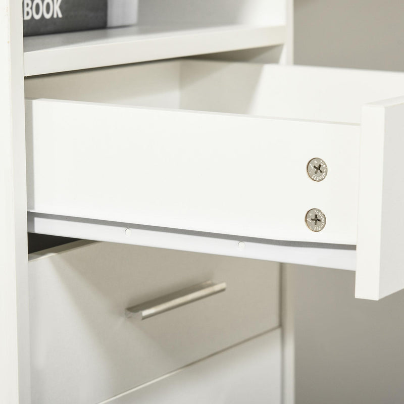 Scrivania Porta PC 4 Cassetti 120x50x76 cm in Legno Bianco