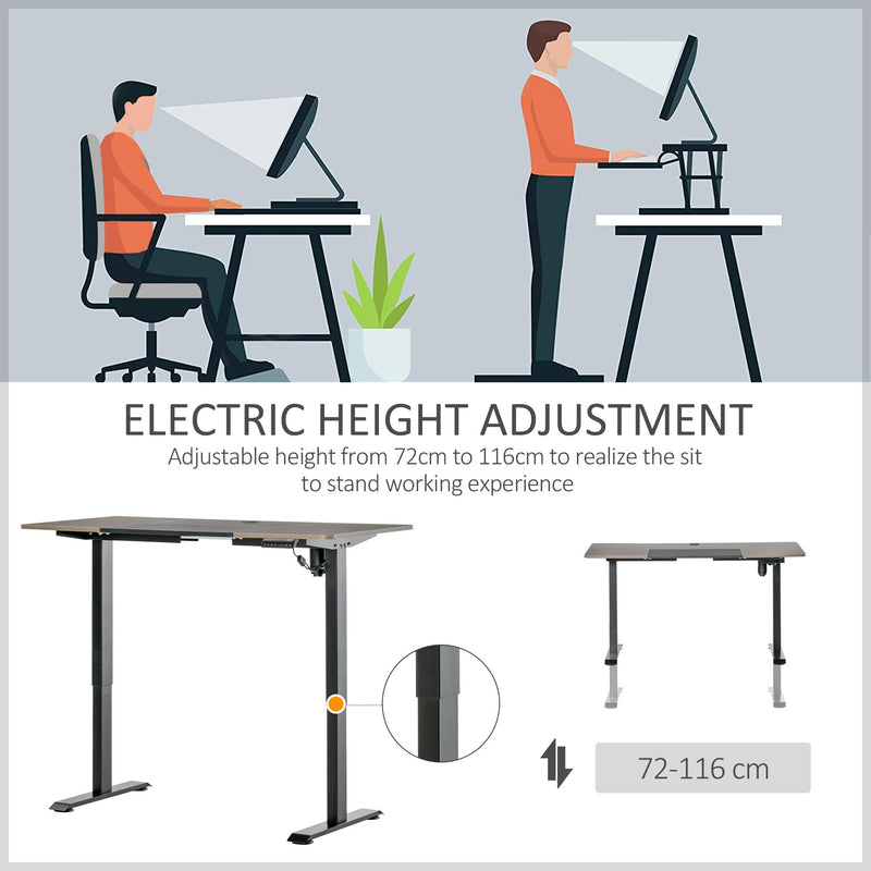 Scrivania con Regolazione Altezza Elettrica 140x70x72-116 cm in Metallo e Truciolare Teak e Nero