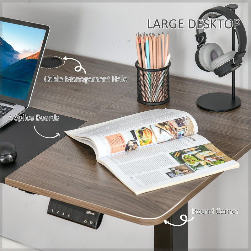 Scrivania con Regolazione Altezza Elettrica 140x70x72-116 cm in Metallo e Truciolare Teak e Nero