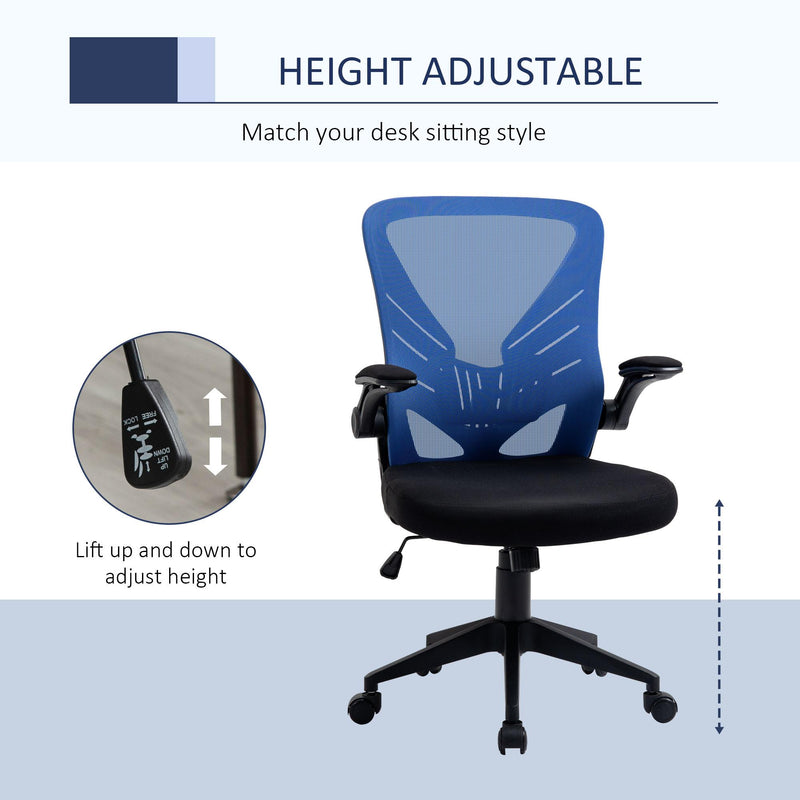 Sedia Operativa da Ufficio 62x59x99-107 cm in Tessuto Nero e Blu