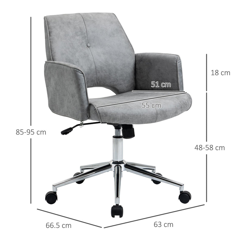 Sedia Operativa da Ufficio 63x66,5x85-95 cm in Tessuto Grigio