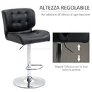 Set 2 Sgabelli Imbottiti 50x55,5x93-114 cm in Similpelle Nero