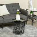 Set 3 Tavolini  Ripiano Rimovibile in Acciaio Nero