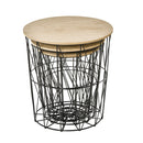 Set 3 Tavolini  Ripiano Rimovibile in Acciaio e MDF Legno