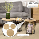 Set 3 Tavolini  Ripiano Rimovibile in Acciaio e MDF Legno