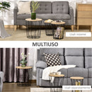 Set 3 Tavolini  Ripiano Rimovibile in Acciaio e MDF Legno