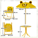 Set da Giardino per Bambini 2-5 Anni con Tavolino 2 Sedie e un Ombrellone Giallo    