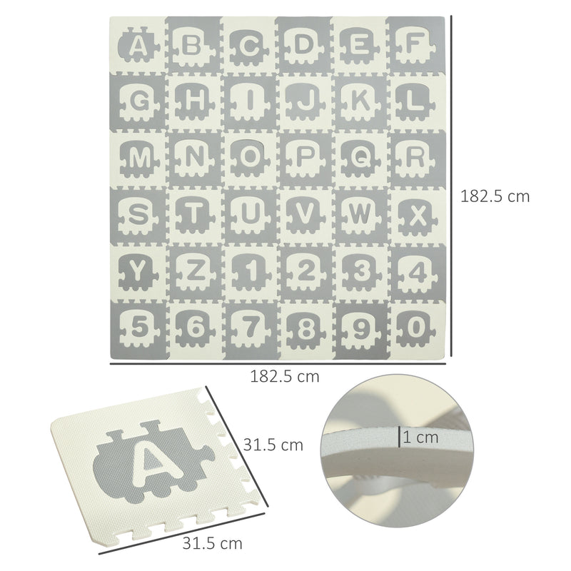 Tappeto Puzzle per Bambini 182,5x182,5 cm in EVA Bianco Grigio