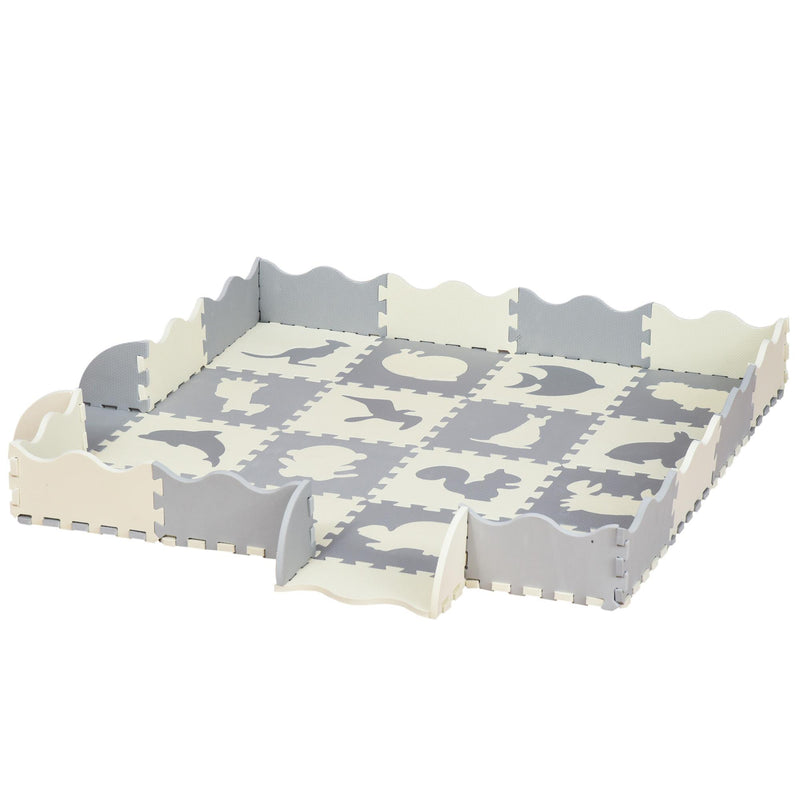 Tappeto Puzzle per Bambini 150x150x1,4 cm in EVA Bianco Grigio