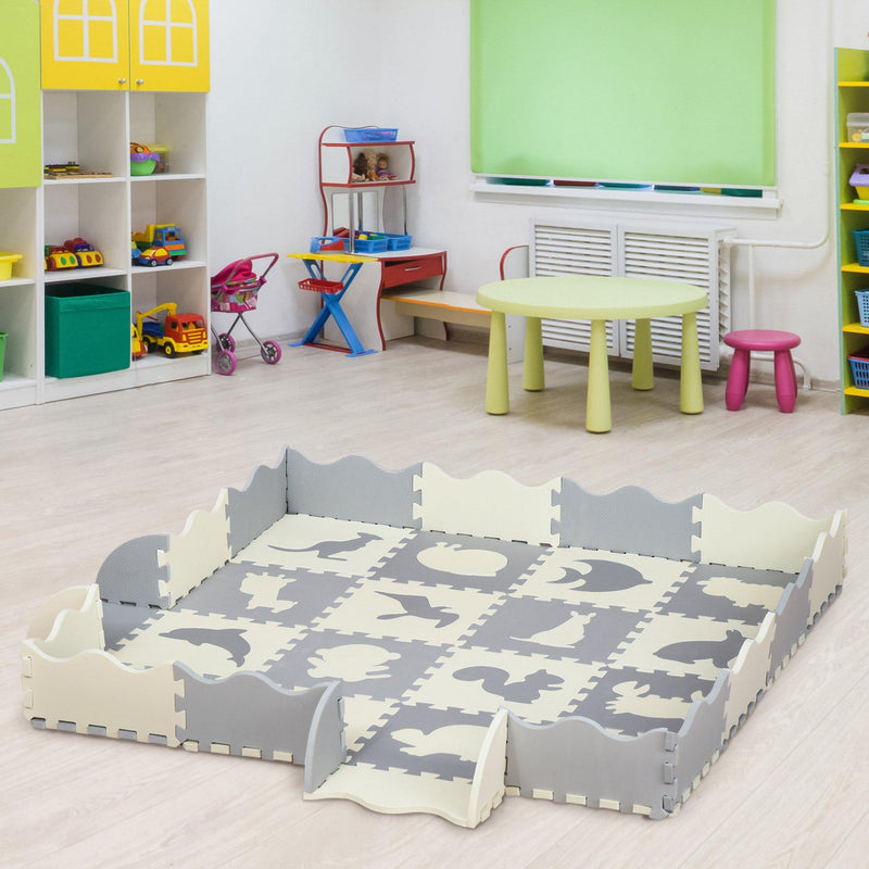 Tappeto Puzzle per Bambini 150x150x1,4 cm in EVA Bianco Grigio
