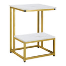 Tavolino Basso 45x40x61,5 cm in Metallo e Truciolare Bianco e Oro