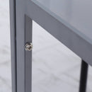 Tavolo Quadrato 75x75x75 cm in Metallo e Vetro Temperato Grigio