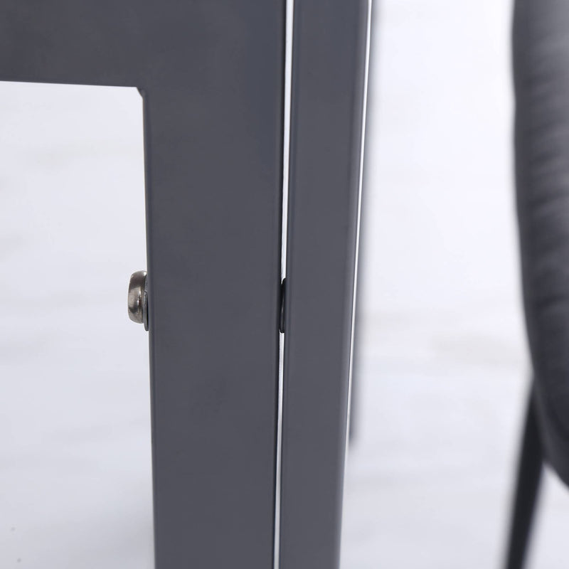 Tavolo Quadrato 75x75x75 cm in Metallo e Vetro Temperato Grigio