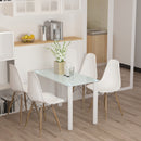 Tavolo Rettangolare 120x60x75 cm in Metallo e Vetro Temperato Bianco