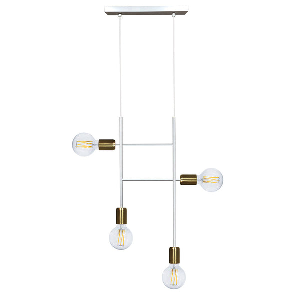 sconto Aufhängung 4xE27 Rahmen Weißgold Satiniert E-Energy Elvira