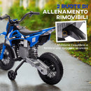 Moto Elettrica per Bambini 3-6 Anni 107x56x70 cm Batteria 12V e Rotelle Rimovibili Blu   