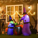 Streghe e Calderone Gonfiabile Halloween H180 cm con LED in Poliestere Impermeabile