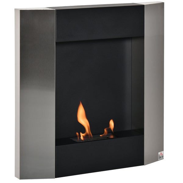 Bioethanol Wandkamin 72x11x72 cm Schwarz und Silber prezzo