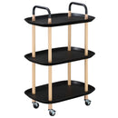 Carrello da Cucina 57,5x36,5x85 cm in Metallo e Plastica Nero e Marrone